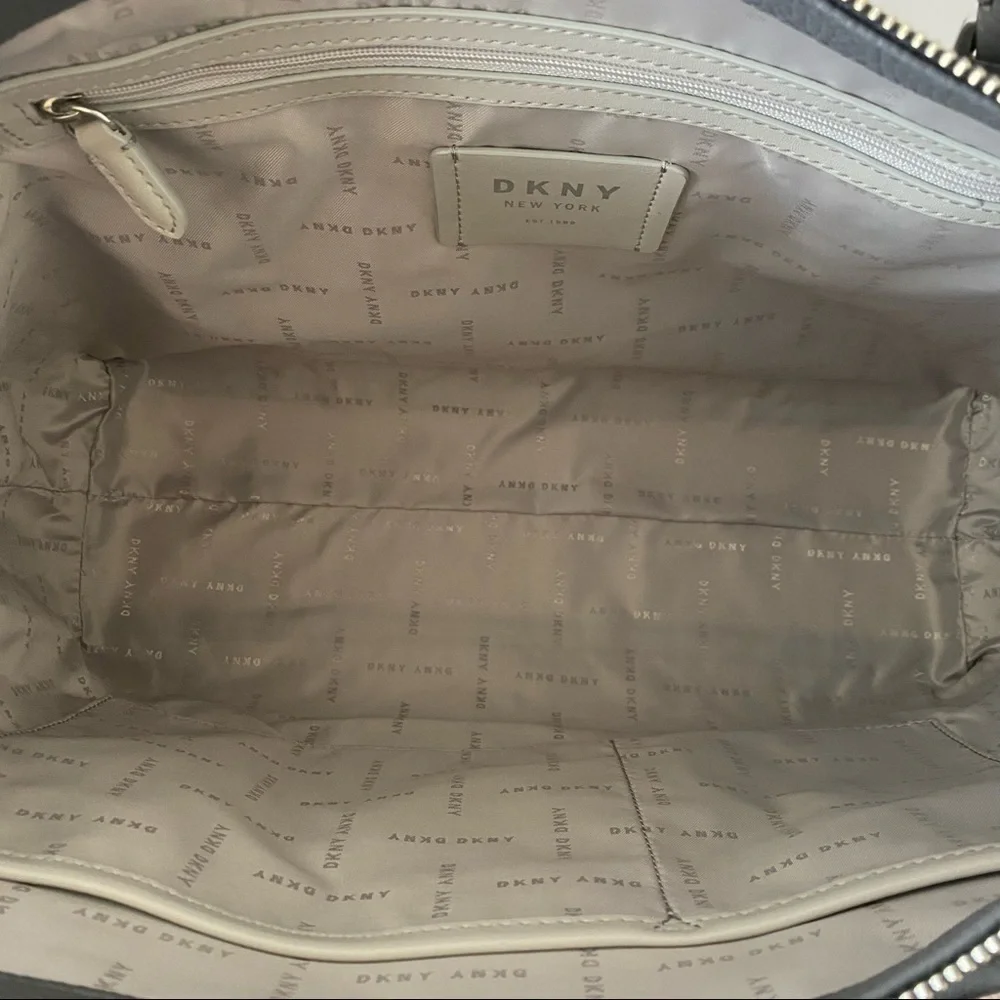 ✨BNWT DKNY Erin Luxury Grey Leather Crossbody Satchel Bag - Laptop Friendly✨